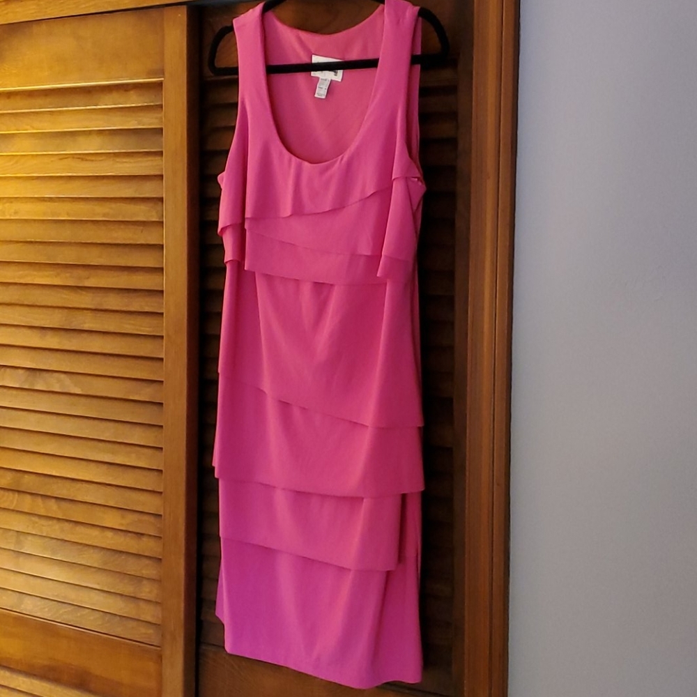 Pink sleeveless ruffled dress